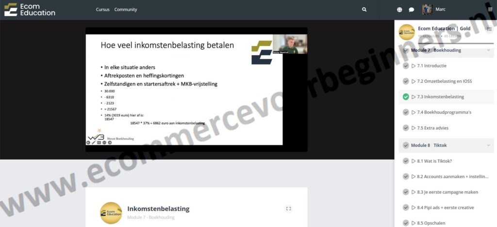 Op deze foto zie je Module 7 - Boekhouding van de Ecom Education (Maik Biemans en Jeffrey Schipper)