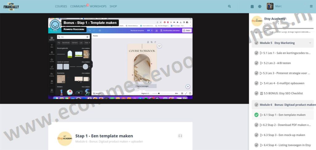 Op deze foto zie je Bonus: Digitale producten maken van de Etsy Academy (Rowena Rousseau)