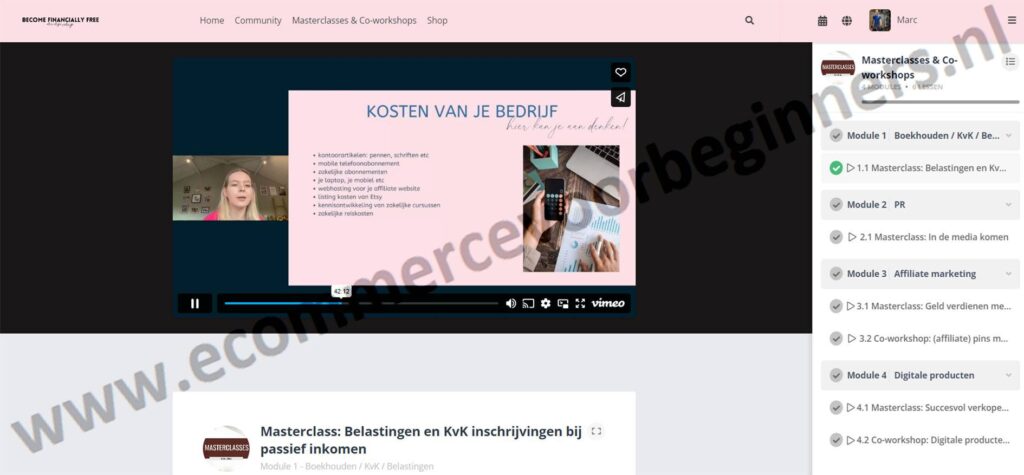 Op deze foto zie je Extra 2 – Iedere maand een Masterclass van het Become Financially Free Membership