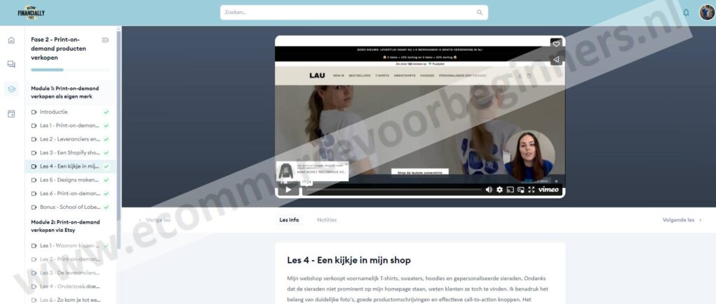 Op deze foto zie je Fase 2 - Print-on-demand producten verkopen van het Become Financially Free Membership