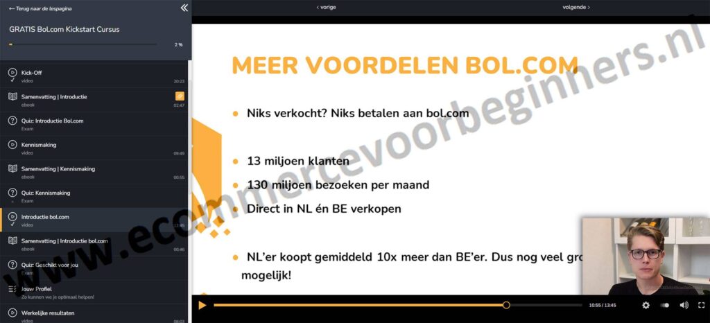 Op deze foto zie je een bol.com cursus waar je alles leert over de Voordelen en Nadelen van verkopen op Bol.com